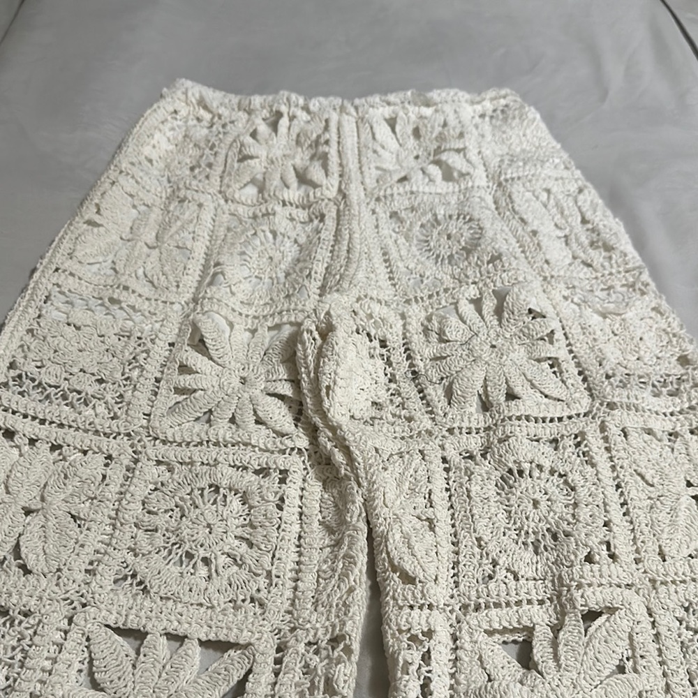Crochet Lace Pants in Cream